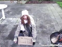 Homeless teen fucks granddad in the park for little cash
