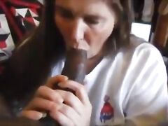 Mature mom giving a slow blowjob to a bbc and swallow cum