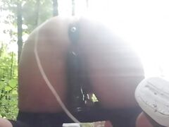 Sexy Juicy Vagina Fucks in the Woods with Ass Plug and Vibrator till she Cums