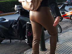 Greek girl in leather leggings 3