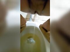 Pissing HOUSEWIFE in Public Bathroom