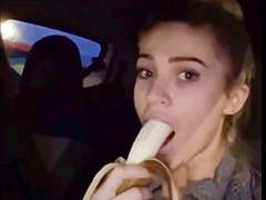 Irish teen deep throating banana