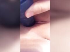 Masturbating with Huge Blue Vibrator