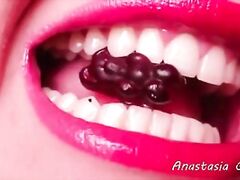 Very sharp natural teeth # 1 – model Anastasia Gree
