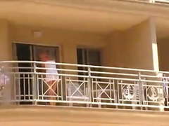 Women cleaning balcony no panties upskirt 1