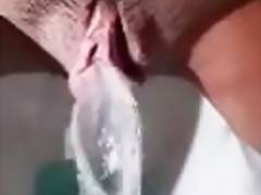 Mature Mom vagina with sexual labia pisses.