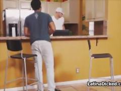 Spicy Latina gf cheats in front of busy bf