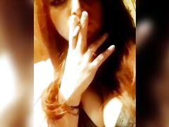 Smoking Tease from Beautiful Redhead WIFE