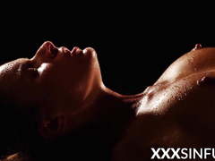 Sensual babe BBC fucked in romantic darkness