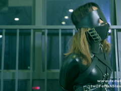 Catsuit girl gagging tick